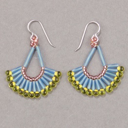 Twisted Bugle Earrings Blueberry Lime